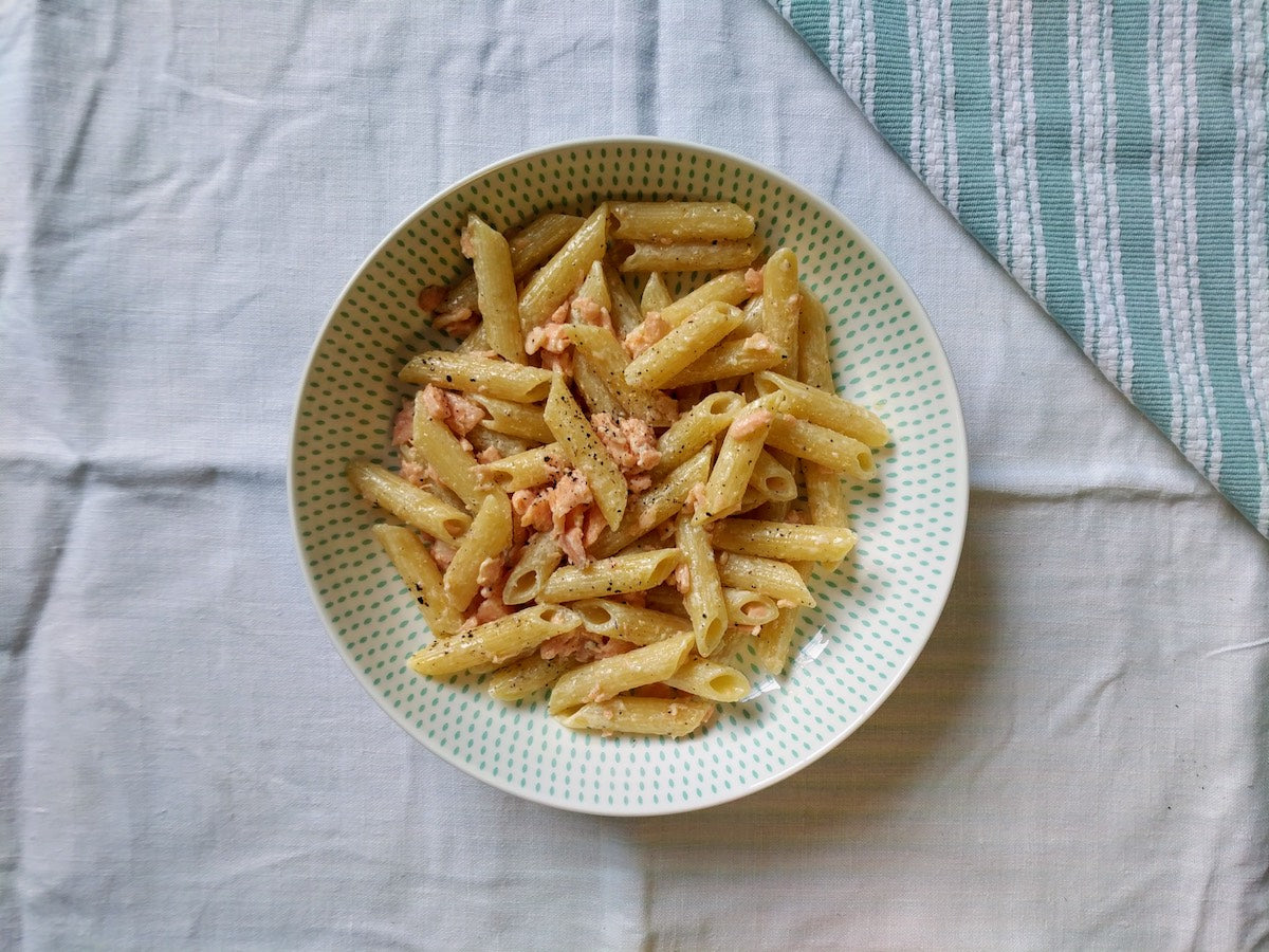 Penne with creamy salmon